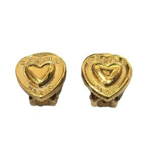 Celine Earrings Logo Metal Gold